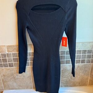 Calvin Klein Black Long Sleeve Ribbed Dress